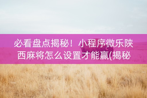 必看盘点揭秘！小程序微乐陕西麻将怎么设置才能赢(揭秘手机上输赢技巧)