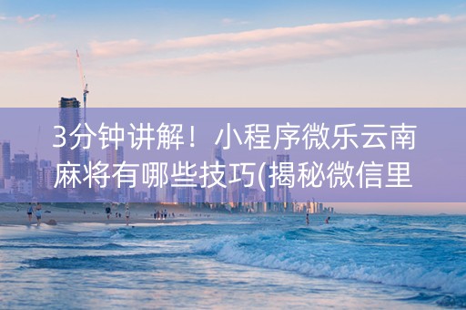 3分钟讲解！小程序微乐云南麻将有哪些技巧(揭秘微信里规律攻略)