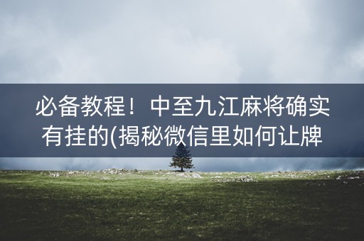 必备教程！中至九江麻将确实有挂的(揭秘微信里如何让牌变好)