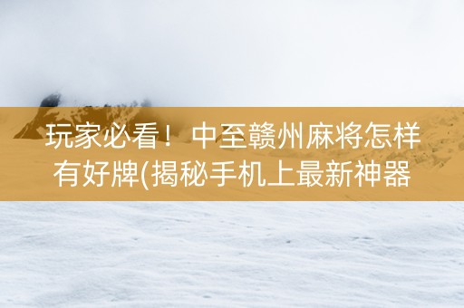 玩家必看！中至赣州麻将怎样有好牌(揭秘手机上最新神器下载)