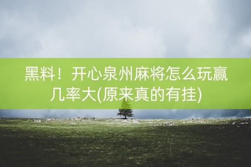 黑料！开心泉州麻将怎么玩赢几率大(原来真的有挂)
