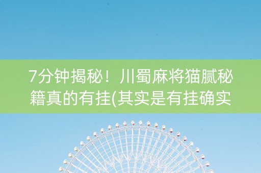 7分钟揭秘！川蜀麻将猫腻秘籍真的有挂(其实是有挂确实有挂)