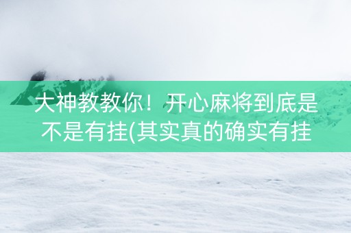 大神教教你！开心麻将到底是不是有挂(其实真的确实有挂)
