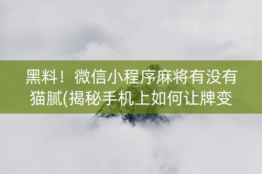 黑料！微信小程序麻将有没有猫腻(揭秘手机上如何让牌变好)