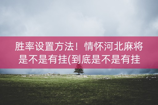 胜率设置方法！情怀河北麻将是不是有挂(到底是不是有挂)