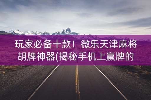 玩家必备十款！微乐天津麻将胡牌神器(揭秘手机上赢牌的技巧)