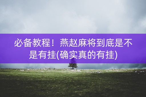 必备教程！燕赵麻将到底是不是有挂(确实真的有挂)