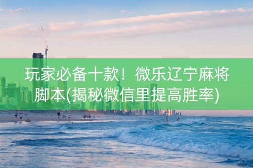 玩家必备十款！微乐辽宁麻将脚本(揭秘微信里提高胜率)