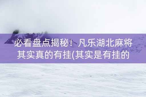 必看盘点揭秘！凡乐湖北麻将其实真的有挂(其实是有挂的)