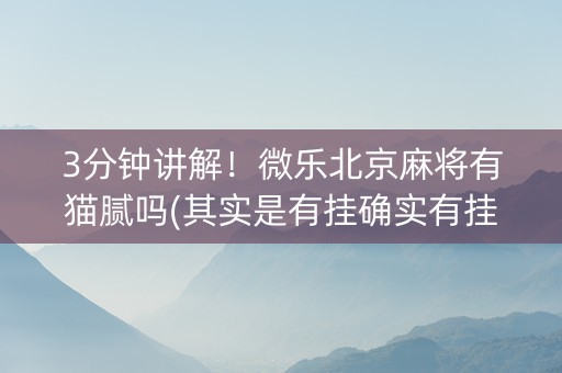 3分钟讲解！微乐北京麻将有猫腻吗(其实是有挂确实有挂)