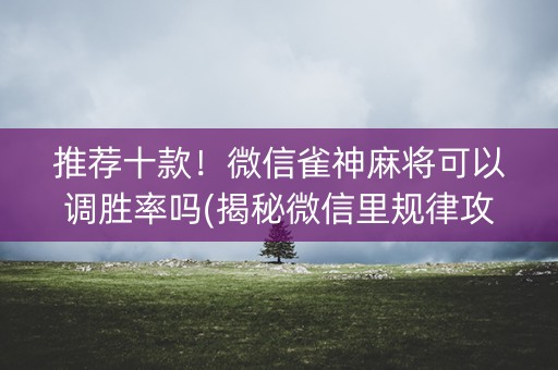 推荐十款！微信雀神麻将可以调胜率吗(揭秘微信里规律攻略)