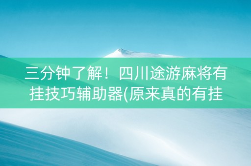 三分钟了解！四川途游麻将有挂技巧辅助器(原来真的有挂)