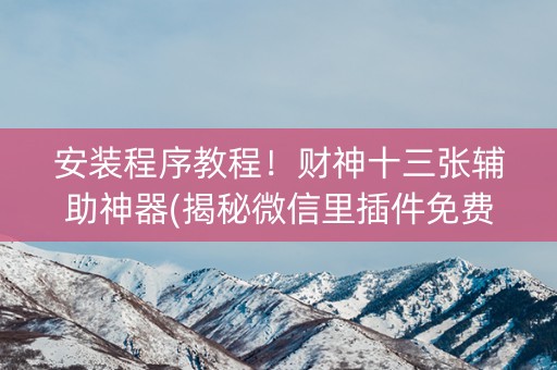 安装程序教程！财神十三张辅助神器(揭秘微信里插件免费)
