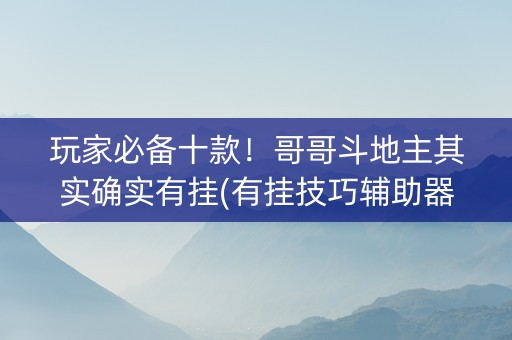 玩家必备十款！哥哥斗地主其实确实有挂(有挂技巧辅助器)