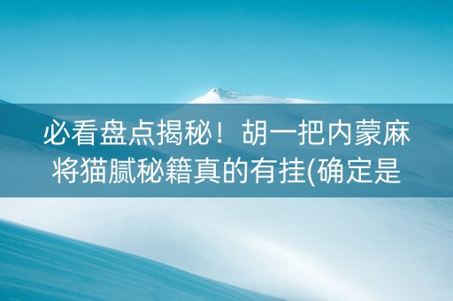 必看盘点揭秘！胡一把内蒙麻将猫腻秘籍真的有挂(确定是有挂)