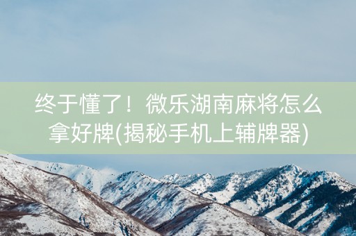 终于懂了！微乐湖南麻将怎么拿好牌(揭秘手机上辅牌器)