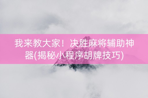 我来教大家！决胜麻将辅助神器(揭秘小程序胡牌技巧)
