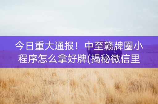 今日重大通报！中至赣牌圈小程序怎么拿好牌(揭秘微信里自建房怎么赢)