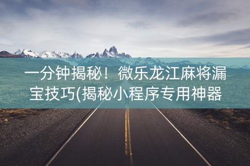 一分钟揭秘！微乐龙江麻将漏宝技巧(揭秘小程序专用神器下载)
