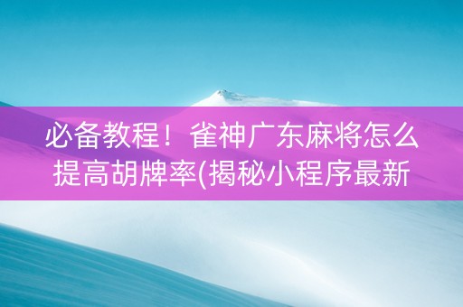 必备教程！雀神广东麻将怎么提高胡牌率(揭秘小程序最新神器下载)