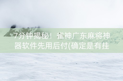 7分钟揭秘！雀神广东麻将神器软件先用后付(确定是有挂)