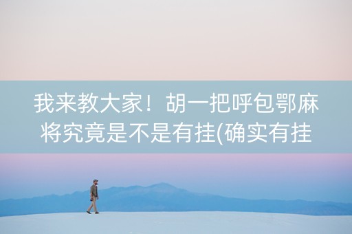 我来教大家！胡一把呼包鄂麻将究竟是不是有挂(确实有挂)