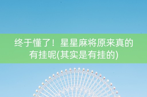 终于懂了！星星麻将原来真的有挂呢(其实是有挂的)