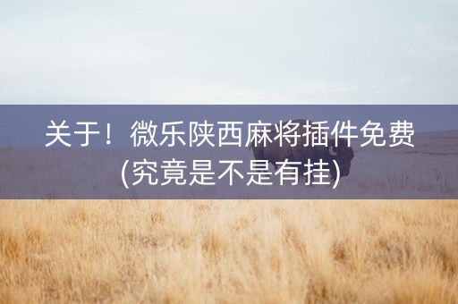 关于！微乐陕西麻将插件免费(究竟是不是有挂)