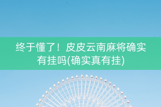 终于懂了！皮皮云南麻将确实有挂吗(确实真有挂)