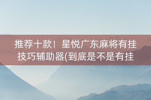 推荐十款！星悦广东麻将有挂技巧辅助器(到底是不是有挂)