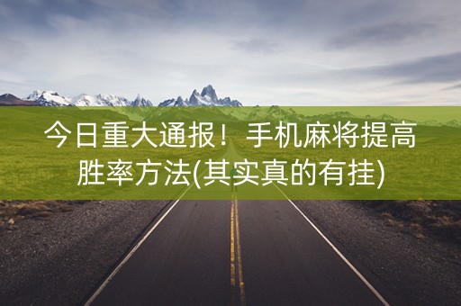 今日重大通报！手机麻将提高胜率方法(其实真的有挂)