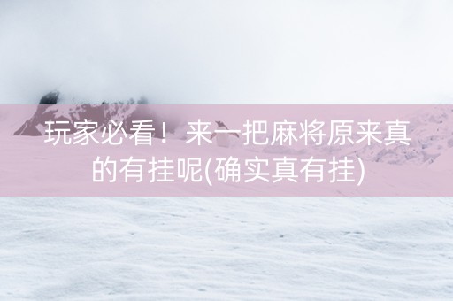 玩家必看！来一把麻将原来真的有挂呢(确实真有挂)