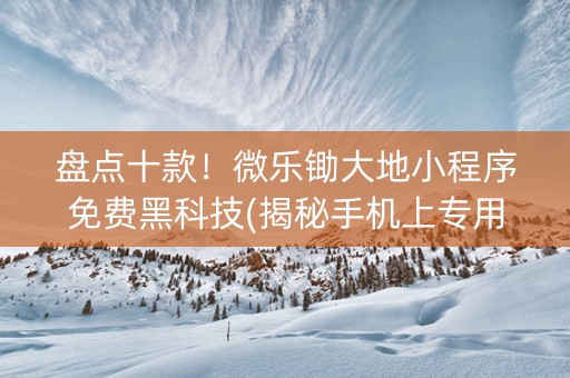 盘点十款！微乐锄大地小程序免费黑科技(揭秘手机上专用神器)