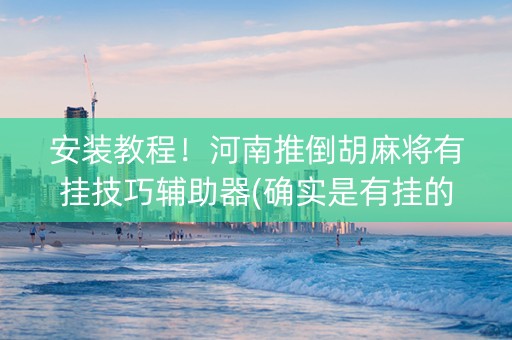 安装教程！河南推倒胡麻将有挂技巧辅助器(确实是有挂的)