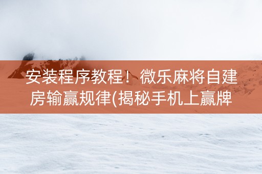 安装程序教程！微乐麻将自建房输赢规律(揭秘手机上赢牌的技巧)