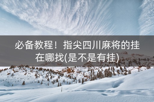 必备教程！指尖四川麻将的挂在哪找(是不是有挂)