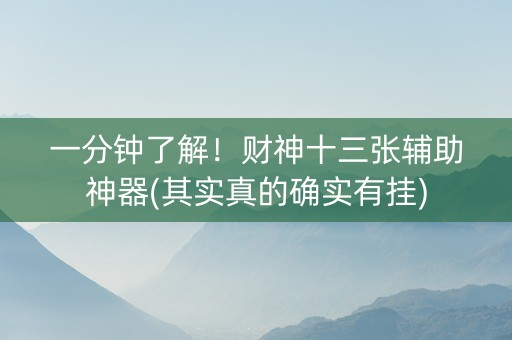 一分钟了解！财神十三张辅助神器(其实真的确实有挂)