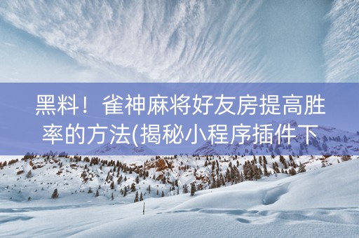 黑料！雀神麻将好友房提高胜率的方法(揭秘小程序插件下载)