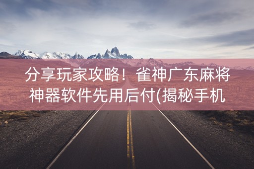 分享玩家攻略！雀神广东麻将神器软件先用后付(揭秘手机上助手软件)
