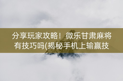 分享玩家攻略！微乐甘肃麻将有技巧吗(揭秘手机上输赢技巧)