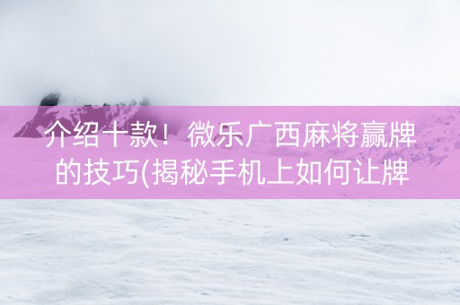 介绍十款！微乐广西麻将赢牌的技巧(揭秘手机上如何让牌变好)