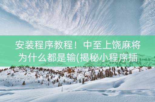 安装程序教程！中至上饶麻将为什么都是输(揭秘小程序插件免费)