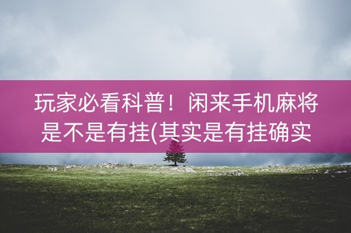 玩家必看科普！闲来手机麻将是不是有挂(其实是有挂确实有挂)