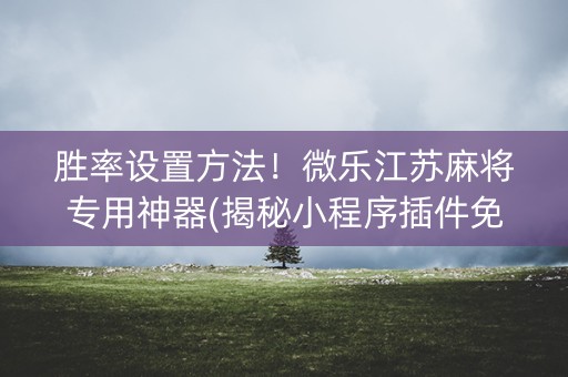 胜率设置方法！微乐江苏麻将专用神器(揭秘小程序插件免费)