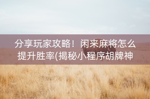 分享玩家攻略！闲来麻将怎么提升胜率(揭秘小程序胡牌神器)
