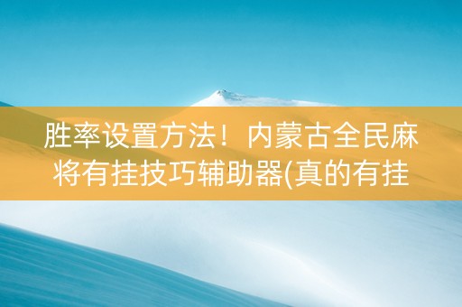 胜率设置方法！内蒙古全民麻将有挂技巧辅助器(真的有挂)