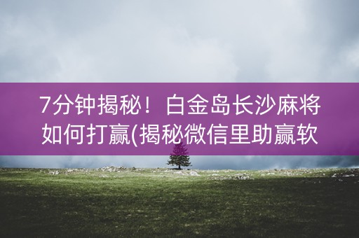 7分钟揭秘！白金岛长沙麻将如何打赢(揭秘微信里助赢软件)