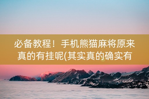 必备教程！手机熊猫麻将原来真的有挂呢(其实真的确实有挂)