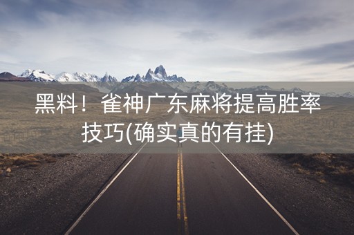 黑料！雀神广东麻将提高胜率技巧(确实真的有挂)
