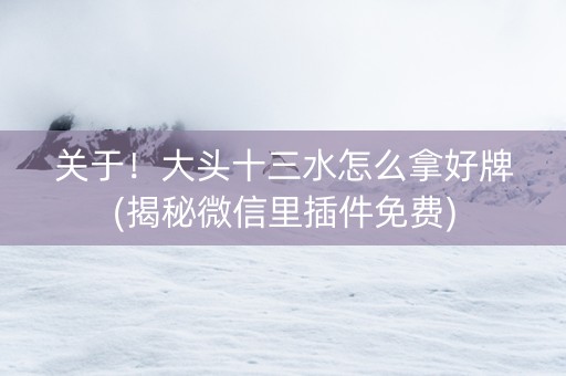 关于！大头十三水怎么拿好牌(揭秘微信里插件免费)